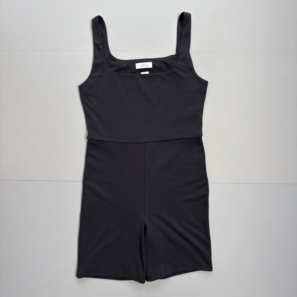 ARITZIA BABATON Size Large Square Neck Romper Bodysuit Shorts Black Stretch - Picture 3 of 13